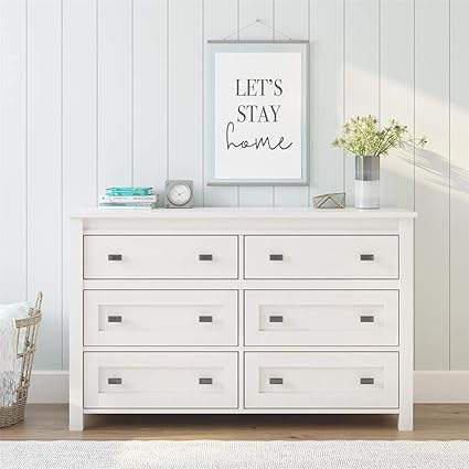 Amazon Com 6 Drawer Double Dresser Contemporary Chest Of