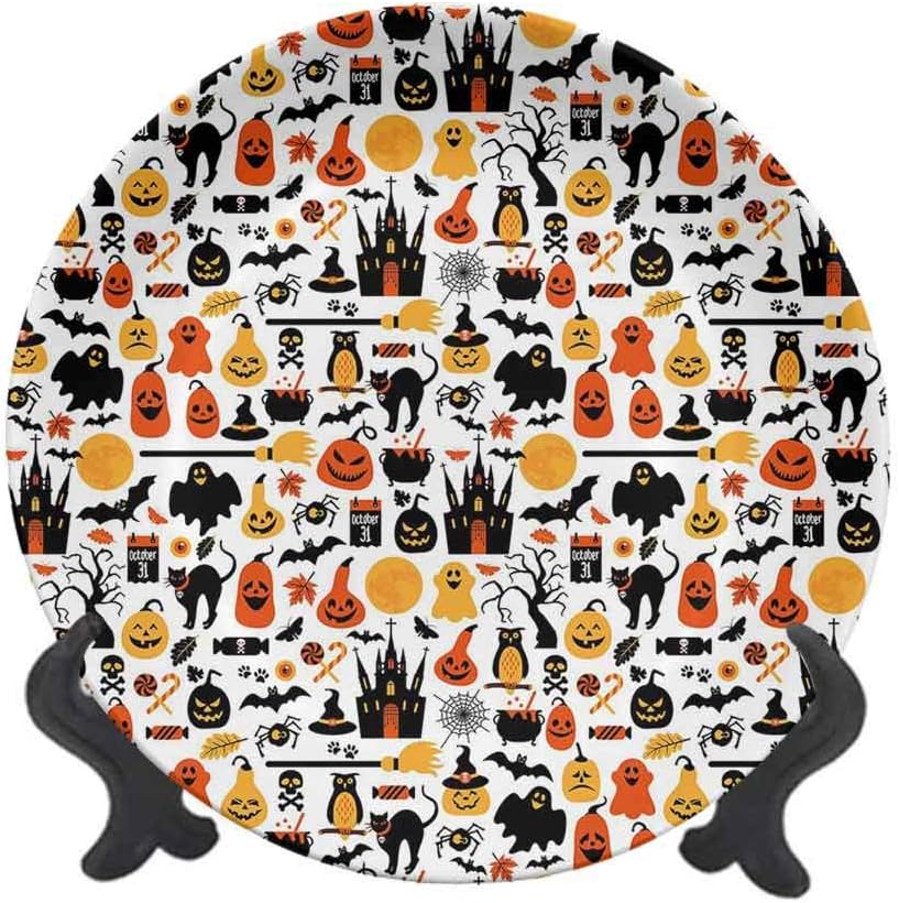 Halloween 7" Ceramic Decorative Plate,Halloween Icons