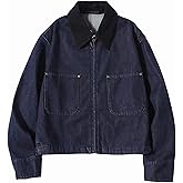 Zoziiee Womens Cropped Bomber Jacket Corduroy Collar Barn Coat Lightweight Utility Zip Up Cotton Canvas Workwear