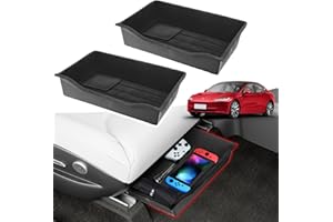 LANSAN 2Pack Tesla Model Y Under Seat Storage Box Organizer - Upgraded Flocking anti-vibration Hidden Storage Box,Underseat Storage Organizer Compatibility with Tesla Model Y Accessories 2021 2022 2023 2024