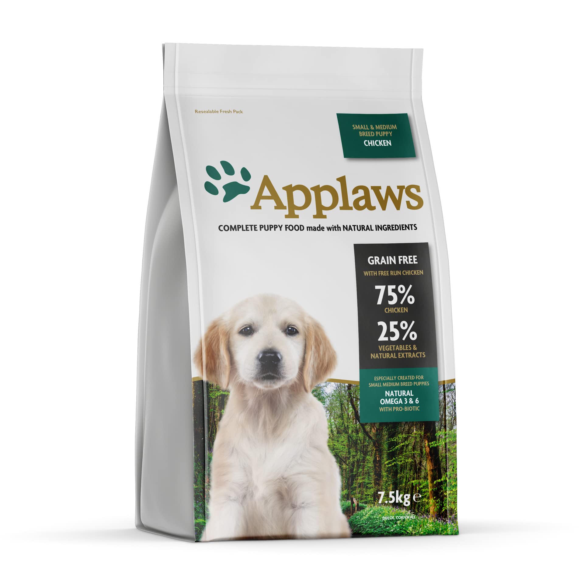 Applaws High Protein Complete and Grain Free Dry Puppy Food 7.5 kg for All Dog Breeds, Chicken (Pack of 1)