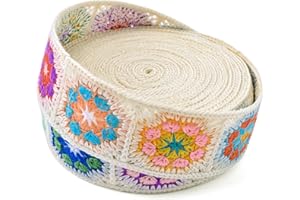 PAXMATE Cotton Webbing, 2 Inch Webbing Crochet Flower Webbing Strap for Bags, Arts and Crafts
