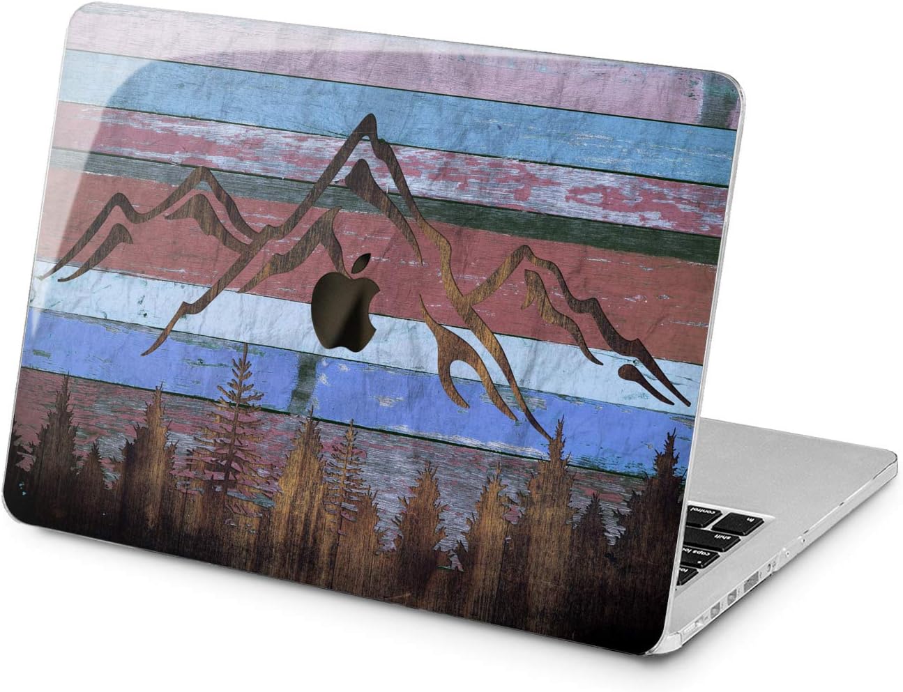 Cavka Hard Shell Case for Apple MacBook Pro 13" 2019 15" 2018 Air 13" 2020 Retina 2015 Mac 11" Mac 12" Cover Wooden Reclaimed Grunge Forest Protective Design Plank Plastic Print Mountain Blue Laptop