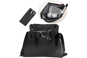 BUMOVE Golf Club and Ball Cleaning Pouch with Attached Towel, Waterproof Cleaning Bag for Cleaning Club Grooves, can Store Water, Detachable Clip
