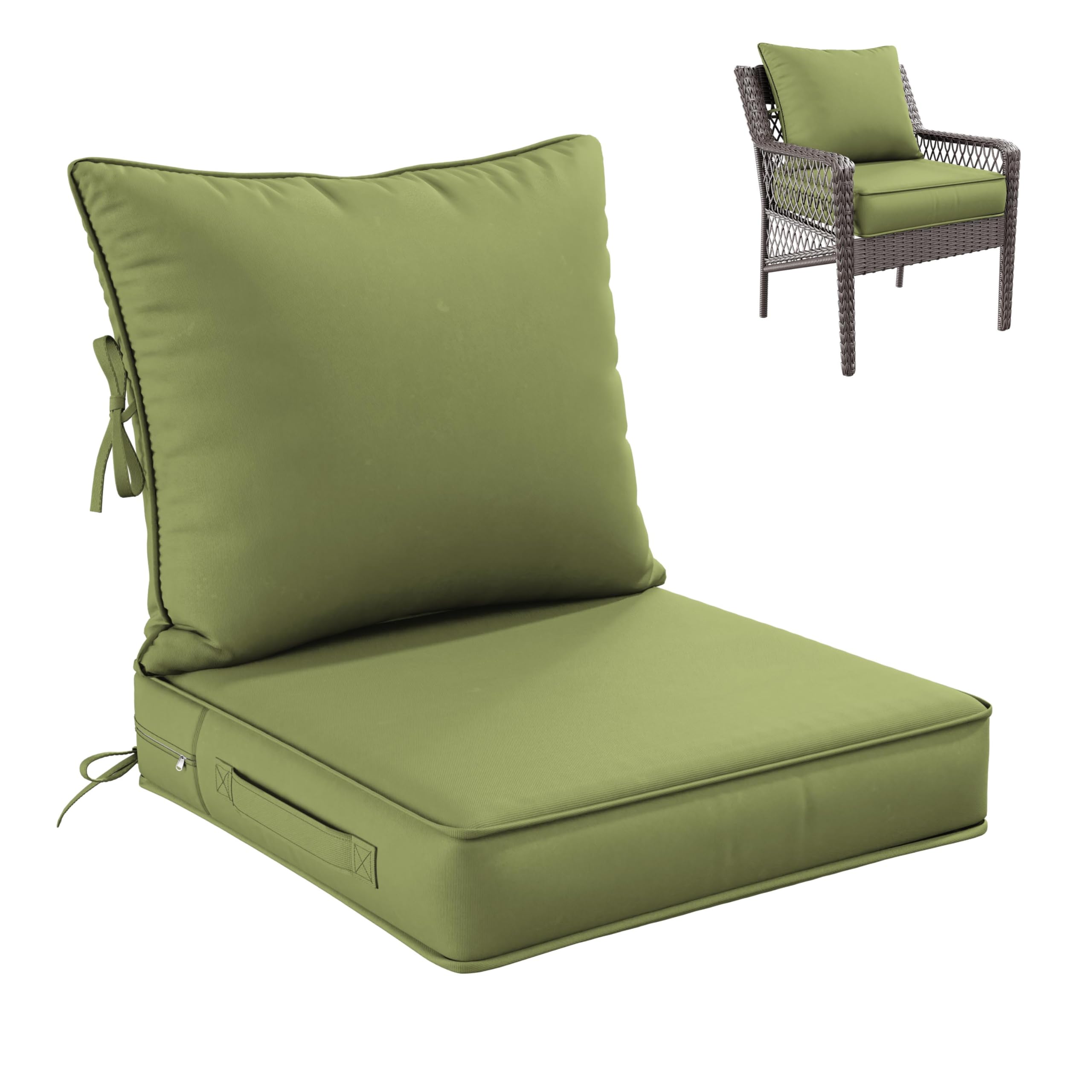 Photo 1 of Pakunoda Premium Outdoor Seat Cushion Chair Cushions for Patio Furniture 22 L X 22 W X 4 H Waterproof & Fade Resistant Deep Seat and Backrest Cushion Set with Removable Covers for Chair, Sofa