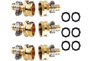 NICOLEKAY Solid Brass Garden Hose Repair Connector with Clamps Hose End Repair Kit, Fit for 5/8 Garden Hose Fitting,Male and Female Hose Fittings(5/8-3 Set)