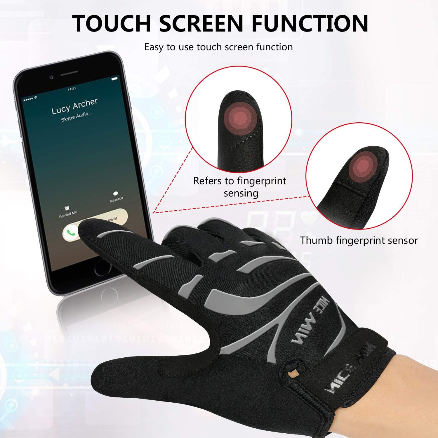 NICEWIN Cycling Gloves Motorcycle Bike Mountain- Road Bicycle Men Women Padded Antiskid Touch Screen: Clothing