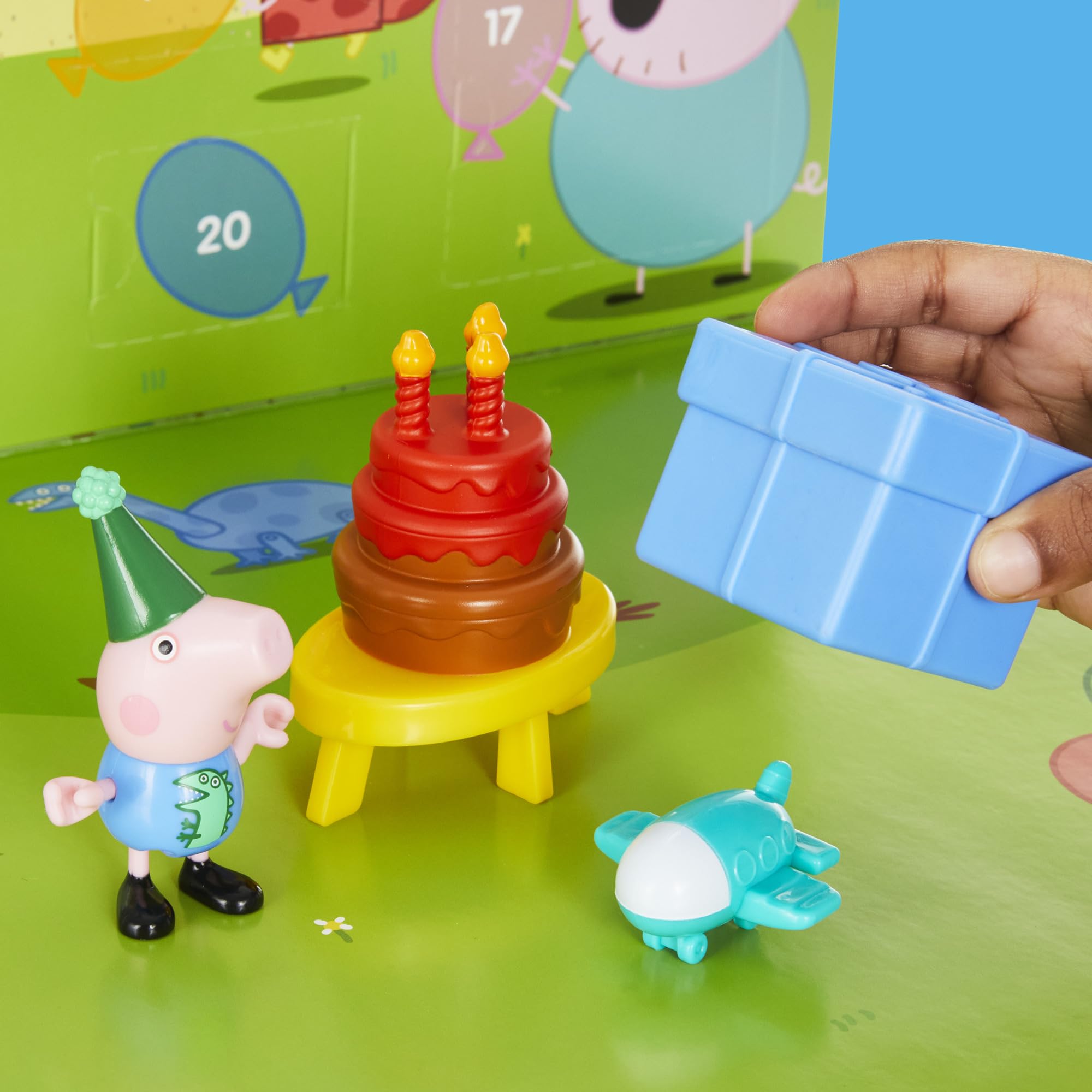 PEPPA PIG George's Party Advent Calendar with 24 Surprise Toys and Stickers Including 5 Figures, Preschool Toys for Girls and Boys 3 and Up (Amazon Exclusive)