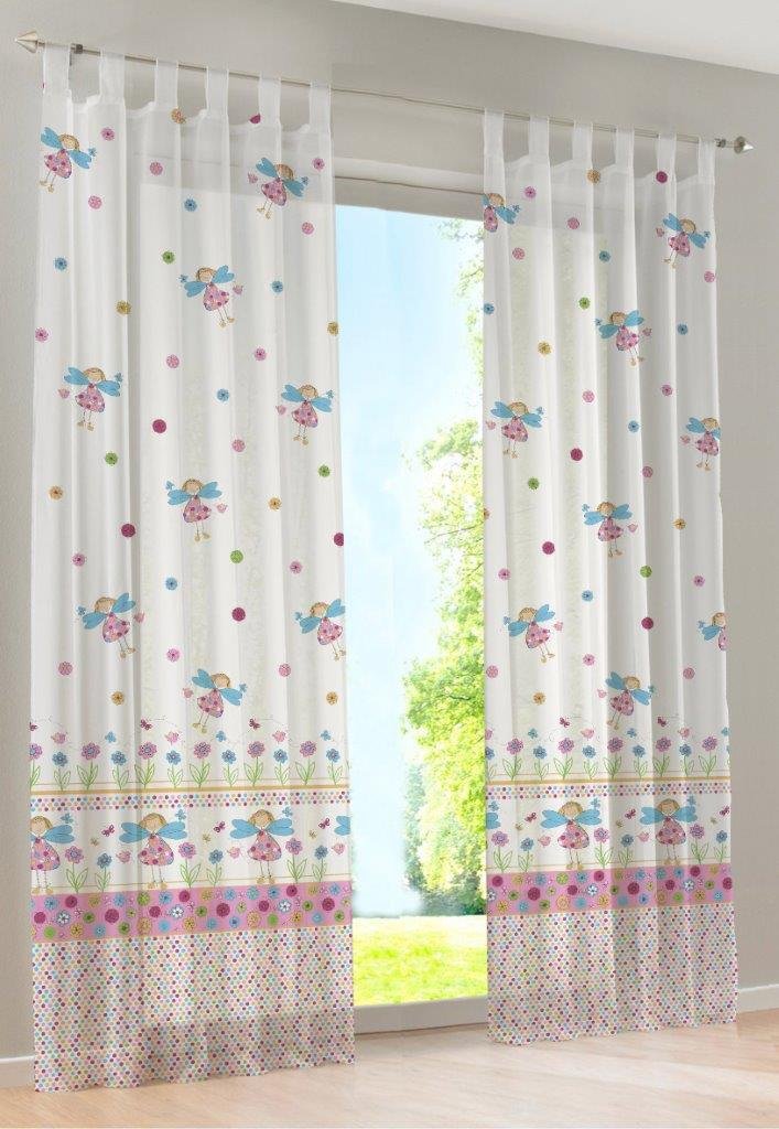 Home fashion 049605-0401 245 x 120 Tab-Top Curtain for Children's Room, Polyester, Multicoloured