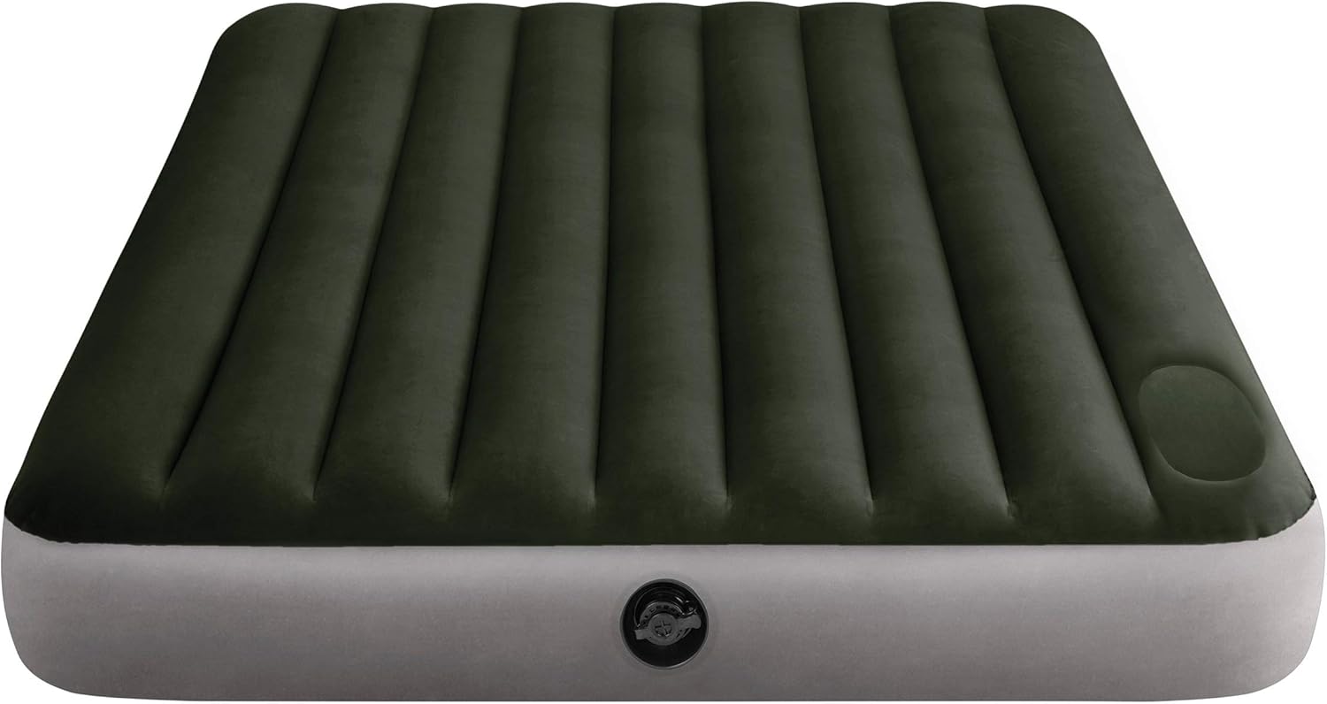 Intex Dura-Beam Standard Series Downy Airbed with Built-in Foot Pump, Queen : Sports & Outdoors