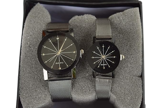 (R-TM) Formal Silver Analogue Couples Unisex Watches Combo
