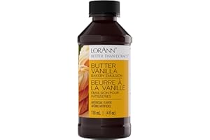 LORANN OILS LorAnn Butter Vanilla Bakery Emulsion, 4 oz - Intense Butter Vanilla Flavor Extract for Baking, Cookies, Frosting, Ice Cream, Smoothies and Beverage - Gluten Free, Vegan, Sugar Free, Nut Free