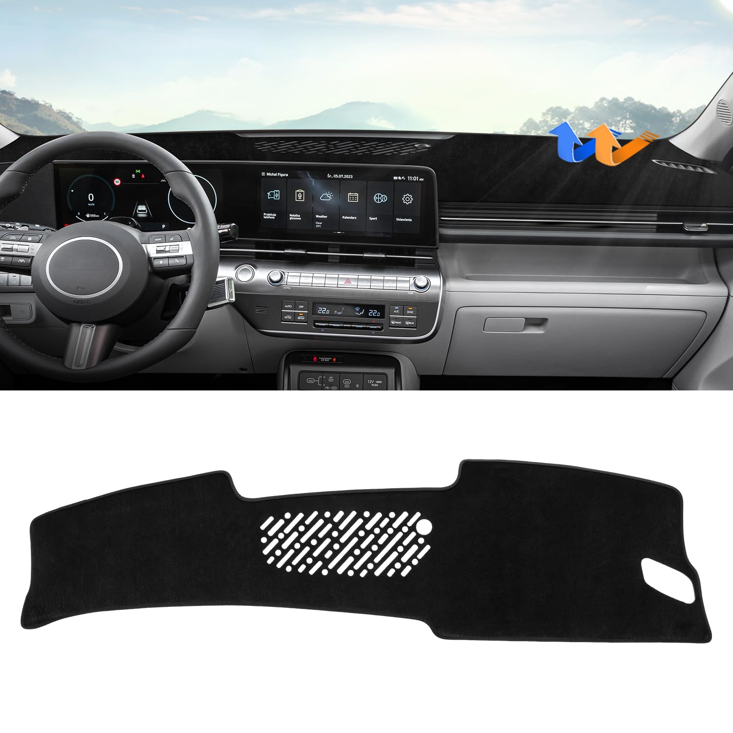 View 1 of Autorder Dashboard Cover Mat for Hyundai Kona 2024 2025 2026 Accessories Dash Cover Upgrade Velvet Dash Mat Sunshade Glare UV Rays Protector