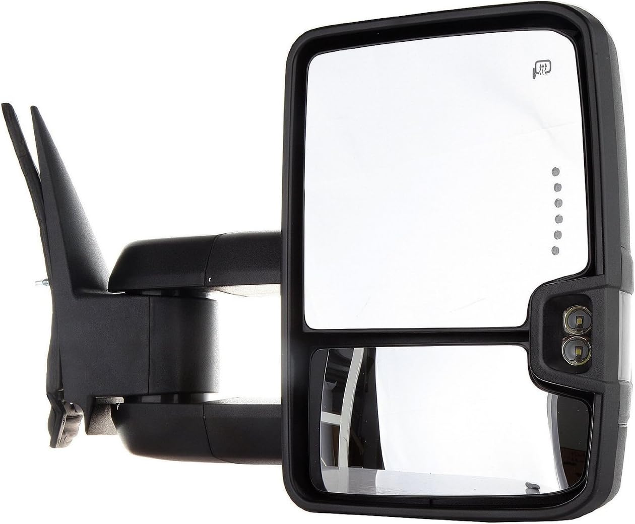 LONGKEES Power Heated Smoke Clearance+Backup+LED Turn Blk Tow Mirror Fit 2015-2018 Chevrolet Silverado 3500 HD/2500 HD GMC Sierra 3500 HD/2500 HD