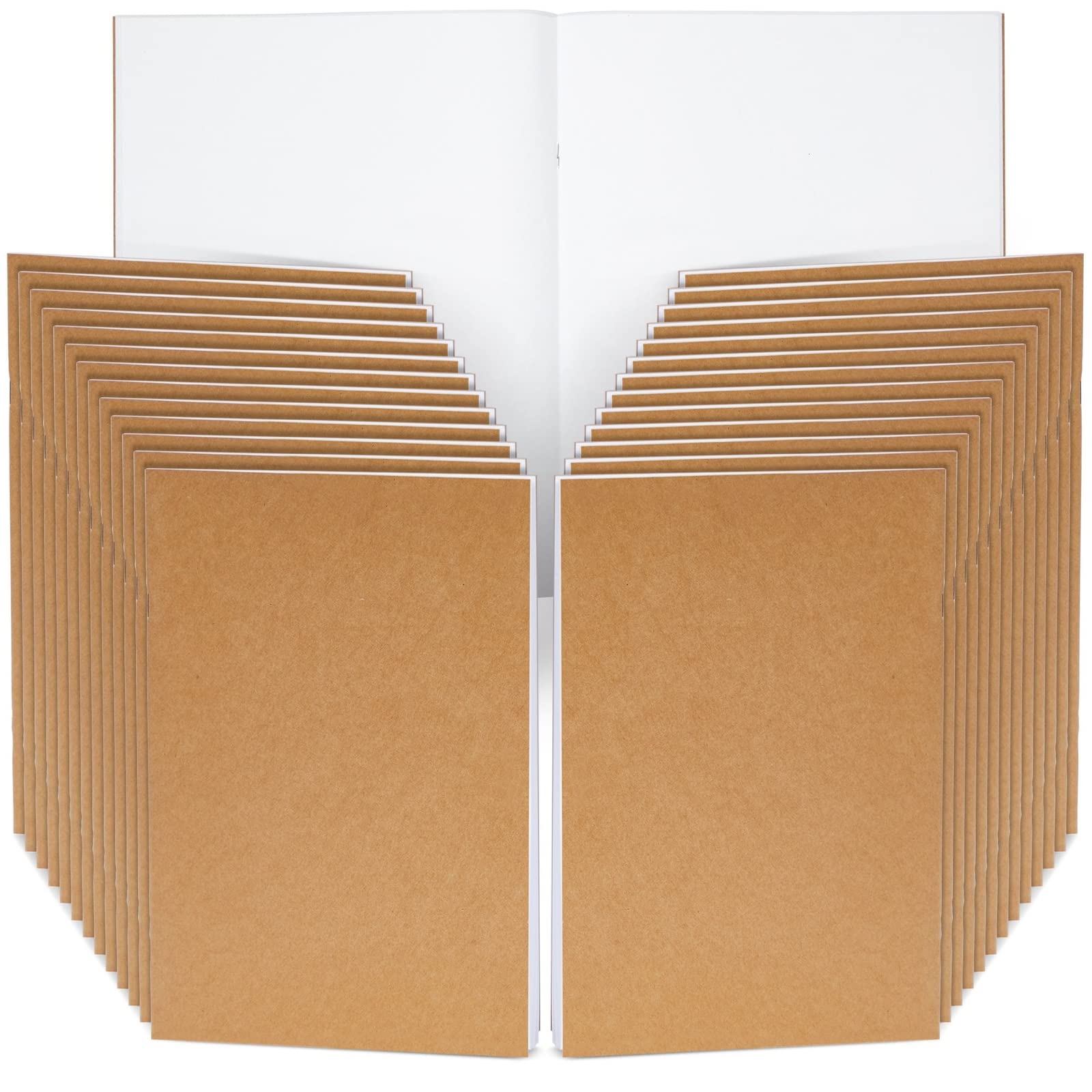 24 Pack Blank Unlined Notebook Bulk Set, Letter Size Kraft Paper Journals with 24 Sheets for Drawing, Sketchbook, Office Supplies (8.5 x 11 In)