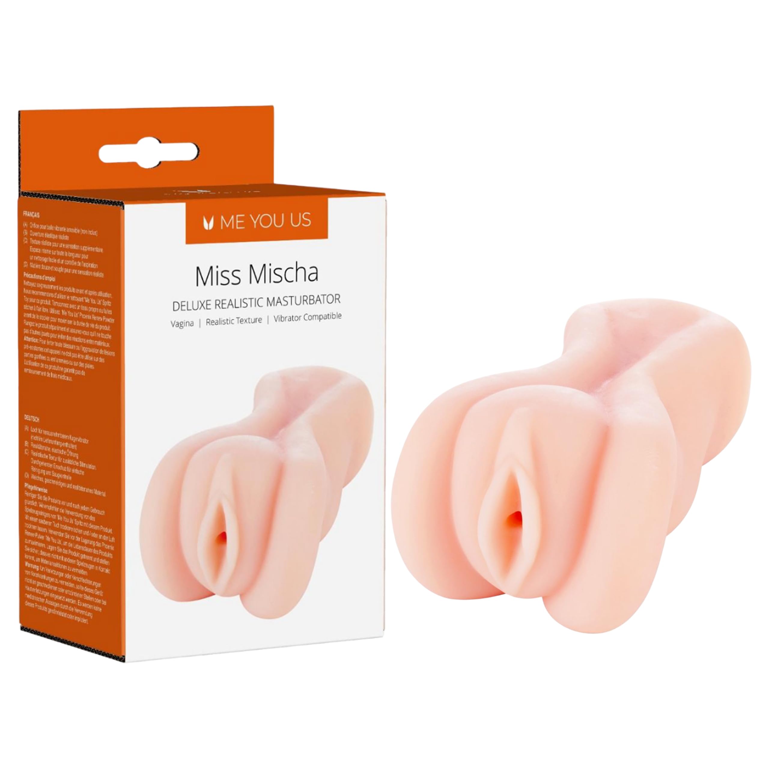Me You Us Mischa Deluxe Realistic Masturbator Ultra Textured Male Stroker Lifelike Flesh Pocket Pussy Vibrator Compatible Phthalate Free