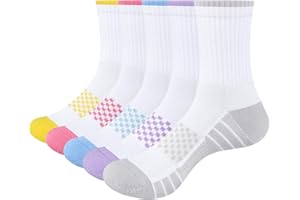 OUYJIA Women's Gym Training Athletic Socks, Terry Cushioned Crew Socks For Women, 5-Pack Moisture Wicking Womens Socks