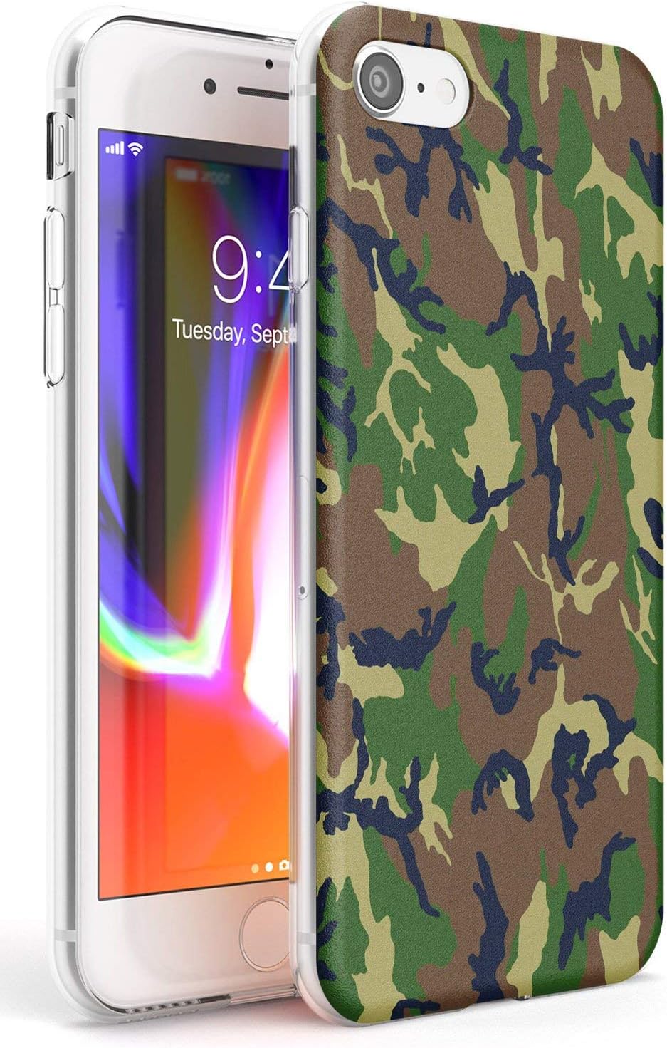 Forest Green Camo Slim Phone Case for iPhone 7/8 / SE TPU Protective Light Strong Cover with Hot Fashion Everything Else Camouflage Fashion