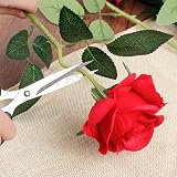 Mocoosy 12Pcs Red Artificial Rose Flowers Realistic Silk Long Stem view 4