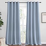 NICETOWN Vintage Blue Blackout Curtains 90 inches