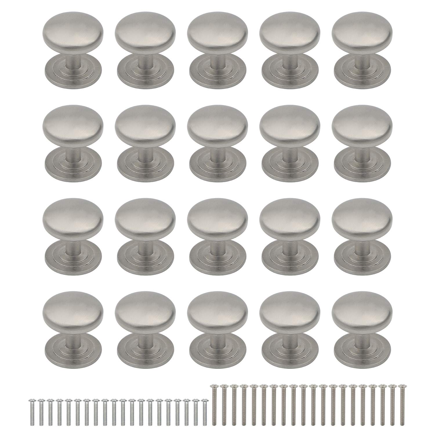 Rowiz 20PCS Modern Cabinet Round Knob Kitchen Bathroom Drawer Dresser Handles Furniture Wardrobe Pull Gold Single Hole Silver