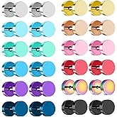 NEWITIN 12 Pairs Dot Stud Earrings for Men Faux Gauges Hypoallergenic Ear Tunnel Earring Surgical Steel Screw Flat Back Round Ear Studs for Women