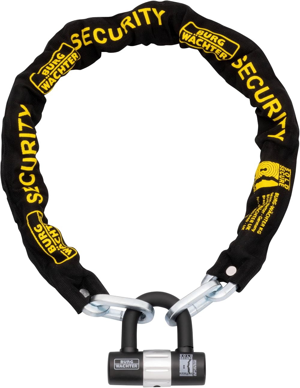 Burg-Wächter 1.5M Sold Secure Gold Bike Chain and Lock Kit, Black