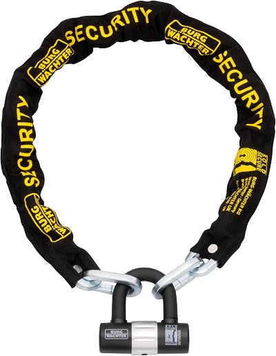 Burg-Wächter 1.5M Sold Secure Gold Bike Chain and Lock Kit, Black