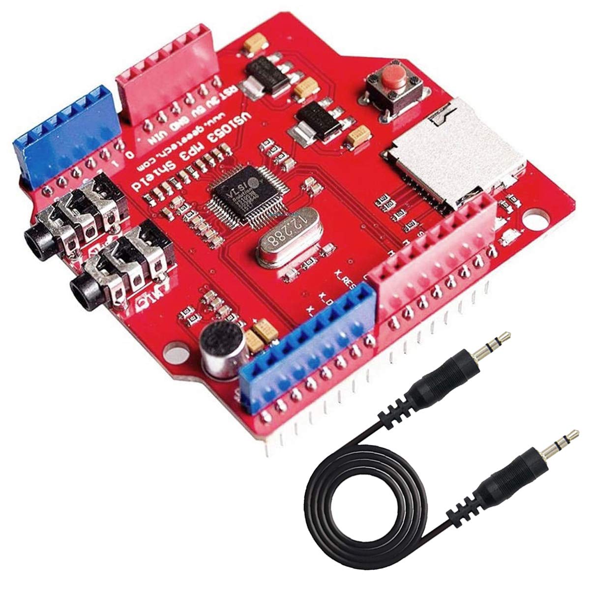 Youmile VS1053 VS1053B TF Card Stereo Audio MP3 Player Record Decode Development Board Module for Arduino with 3.5mm Audio Jack Cable