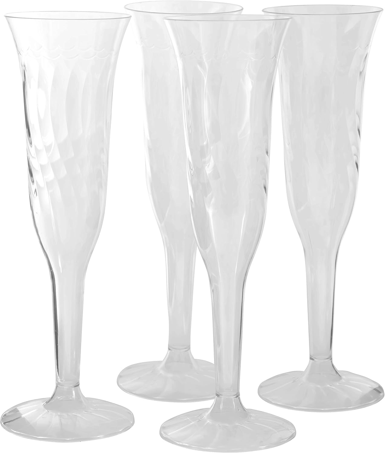 Disposable Champagne Flutes 16 Pcs Fancy Crystal Cut Hard