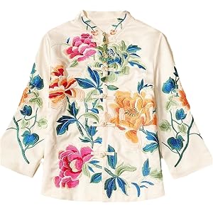 Women Shirt Blouse Vintage Spring Ethnic Style Embroidery Chinese Tops Eleganti Loose Tang Suit Female Long Sleeves