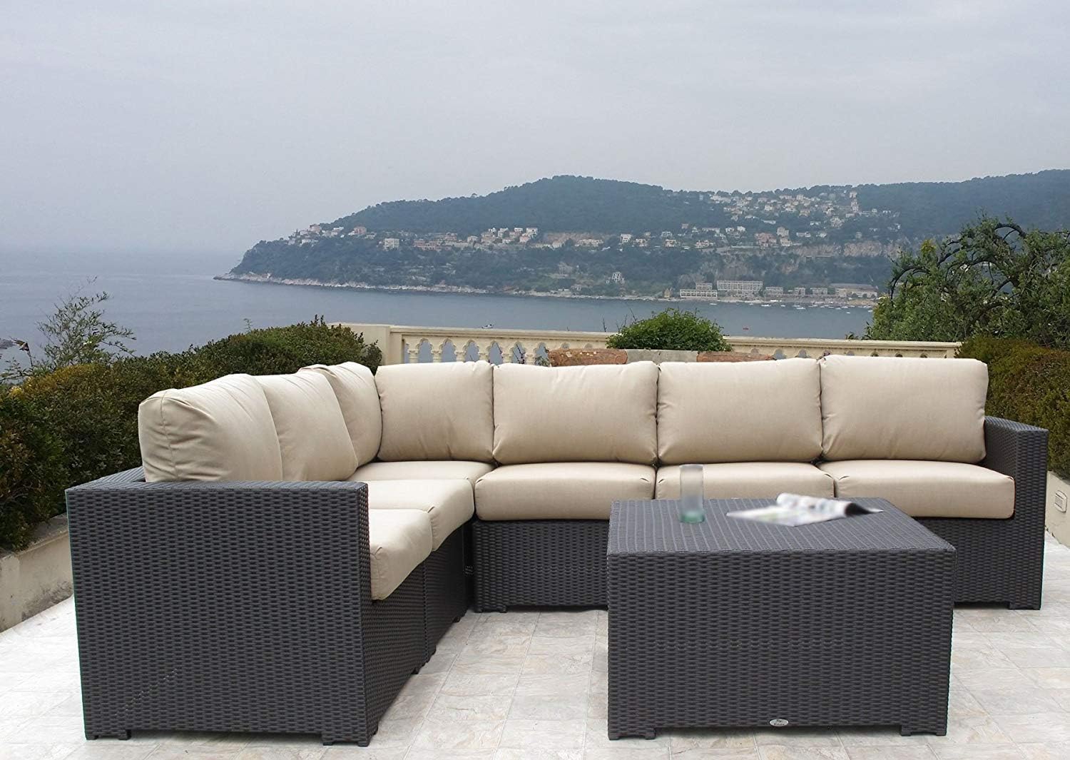 Amazon Com Outdoor Patio Resin Wicker Furniture Hudson Sectional