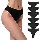 Wironoat High Waist Cotton Thongs Women Cotton Rib Comfortable Soft Thongs Panties Pack 6