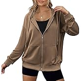 Zeagoo Women's Lightweight Hoodies Full Zip Up Oversized Sweatshirts with Pockets Long Sleeve Thin Casual Hooded Jackets