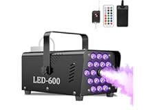 MLIKOEU Fog Machine Smoke Machine, 18 LED Lights with 13 Colors, 600W and 2500CFM Fog, Wireless&Wired Remote control, Perfect