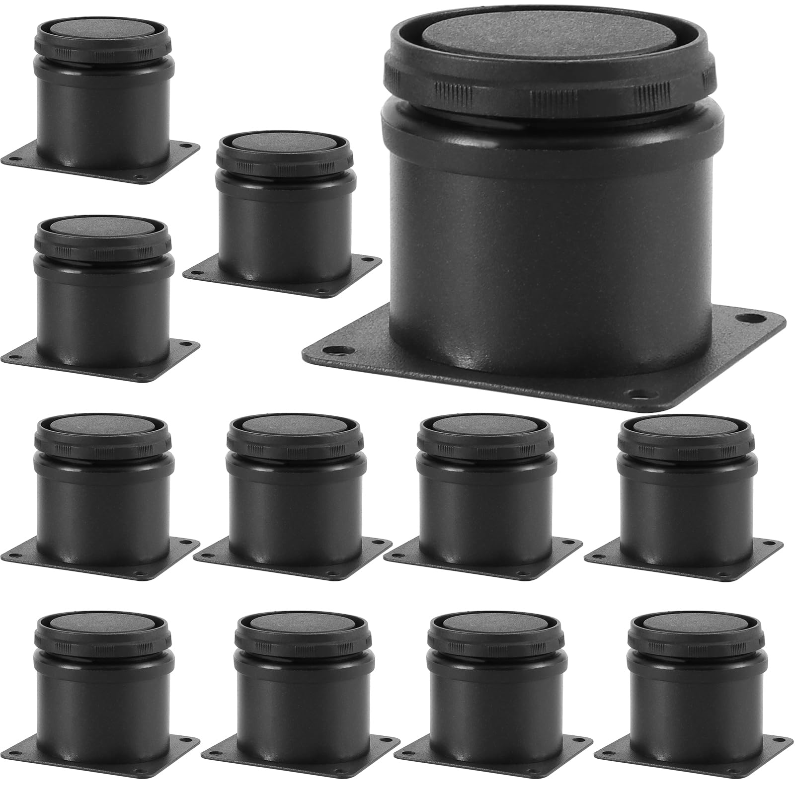 ZOENHOU 16 Pcs 50mm Black Adjustable Furniture Feet, Stainless Steel Furniture Cabinet Legs, Solid Table Legs for Sofa, Cupboard, Desk