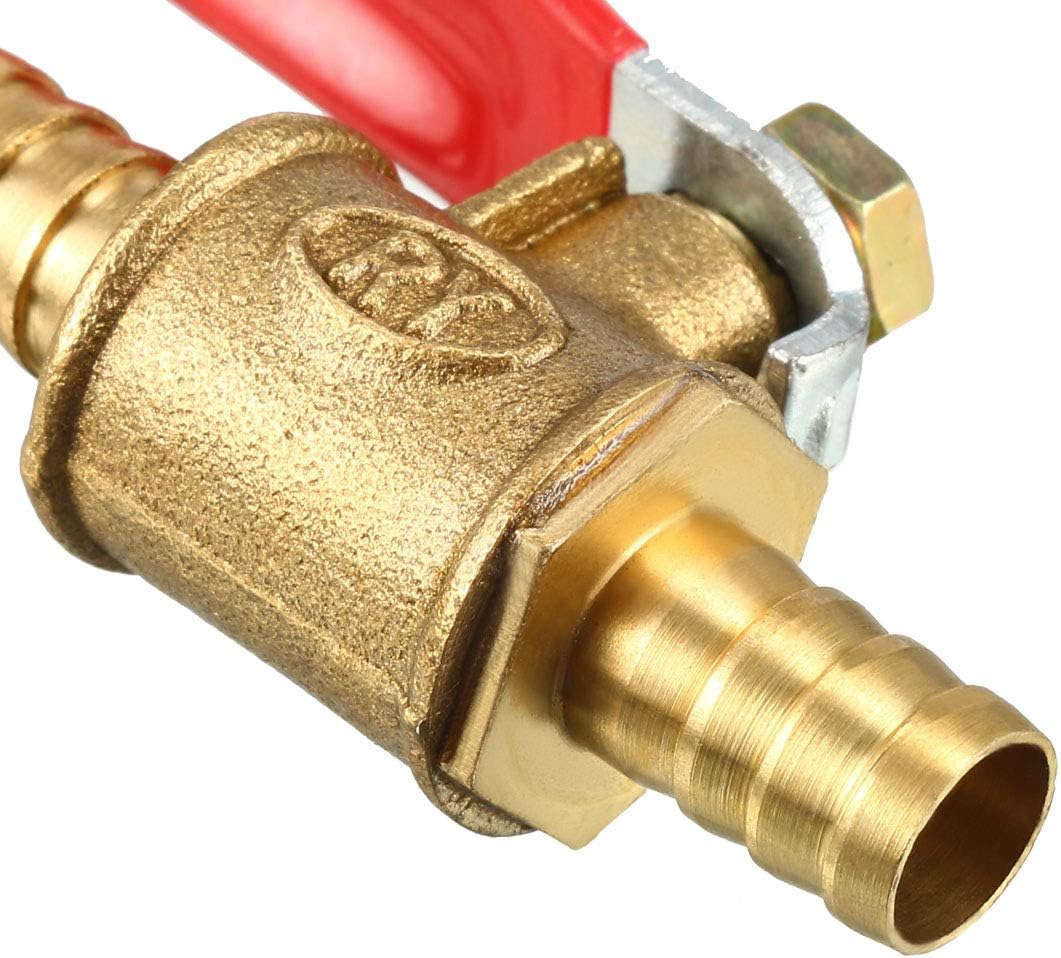 sourcing map 8mm Brass Barb x Barb Mini Ball Valve, 180 Degree Operation Handle 3 Pcs, 8mm Barb x Barb, 3 Pack - Image 5