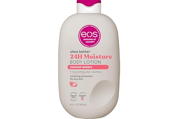 eos Shea Better Body Lotion Coconut Waters, 24-Hour Moisture Skin Care, Lightweight & Non-Greasy, Natural Shea, Vegan, Coconu