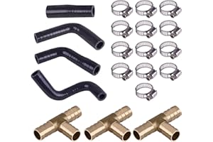 HQPARRTS 06-009-50005 Coolant Line Repair Hose Kit(4x Hose;13x Clamp;3x Brass T fitting) Compatible With BMW N63 engine X5 X6 50iX 550i 650i 750i