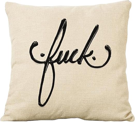 Amazon Com Weike Fuck Print Cotton Linen Square Decorative Throw