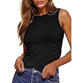 Zeagoo Womens Tank Tops 2025 Sleeveless Summer Tops High Neck Ribbed Knit Shirts Casual Basic Ruched Tops