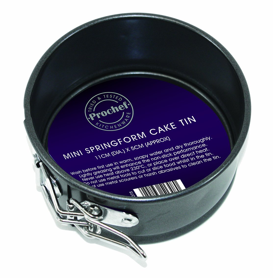 Prochef KB1073 Cake Tin, Carbon, Diameter: 11cm / 4" Height: 4cm, Black