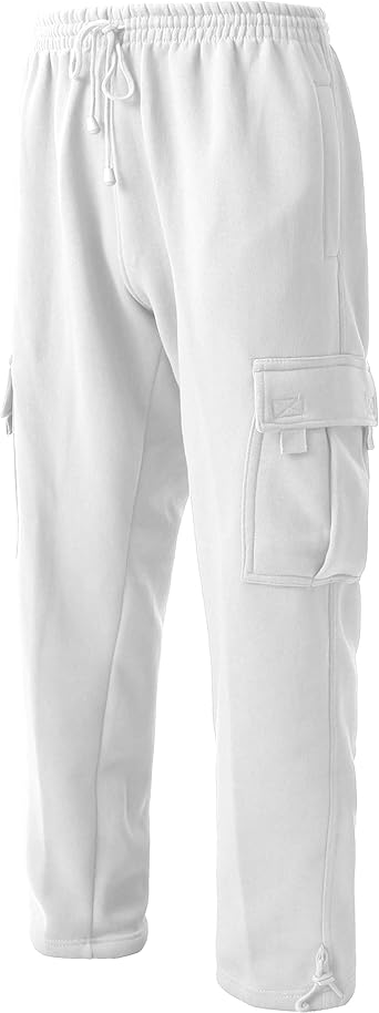 white cargo sweatpants