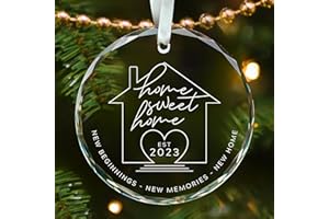 SUCHAGIFT New Home Ornament 2023 - Housewarming Gifts for New House, New Home Gift Ideas, Housewarming Gifts New Home - House Warming Gifts New Home Couple - Glass First Christmas in New Home Ornament 2023