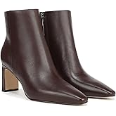 Brown Suede Ankle Boots for Women Pointed Toe Chunky High Heeled Booties Fall Dressy Short Boots with Zipper