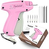 Stitch Gun for Clothes (Quick Fix Tool, Not a Sewing Machine), Handheld Clothing Tag Gun for Quick Clothing Repairs Includes 6 Needles, 1000 Black & 1000 White Fasteners (Pink)