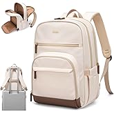 TENSTAR Laptop Backpack for Women, Computer Backpack Fit 16 Inch Notebook, Large Capacity College Backpack Bookbag Casual Daypack for Travel, Classic Beige