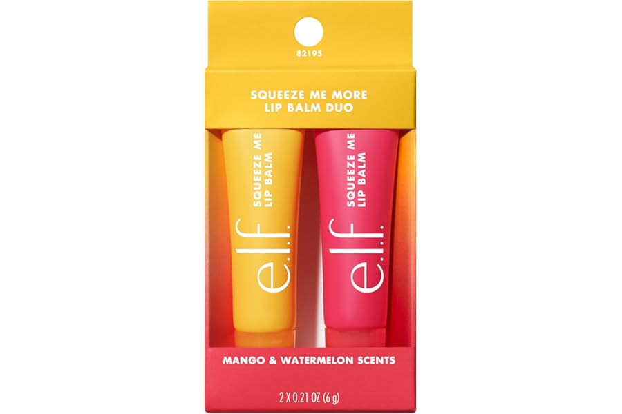 e.l.f. Squeeze Me More Lip Balm Duo, Moisturizing Balm For A Sheer Tint Of Color, Made With Hyaluronic Acid, Vegan & Cruelty-Free, Mango & Watermelon