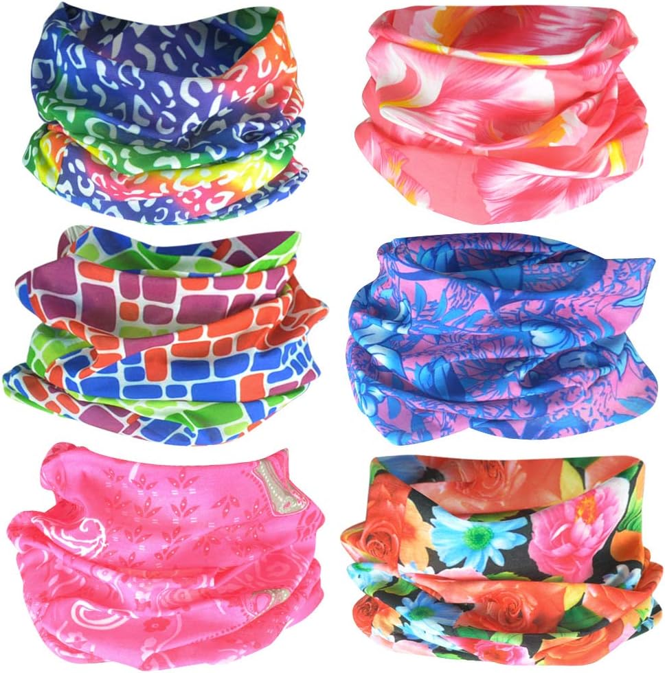 Wocharm 6pcs Headband Scarf for Dust Outdoors Bandana, Seamless Face Mask, Headwrap
