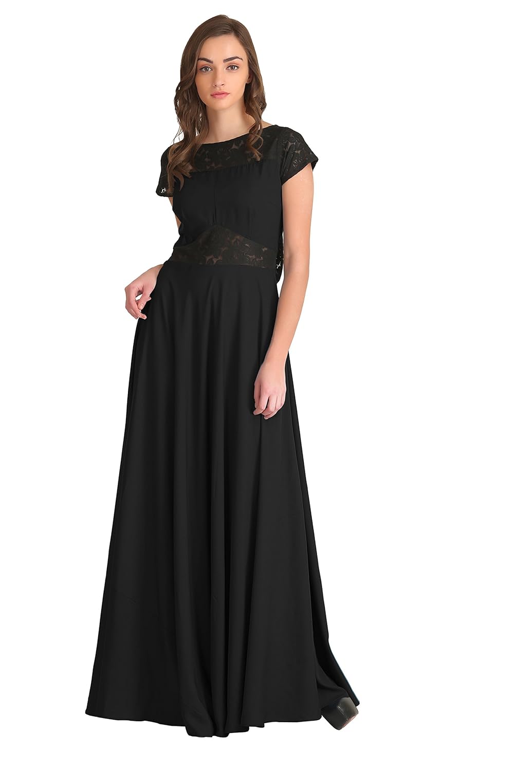 raas pr&ecirc;t women's crepe flared gown w/lining